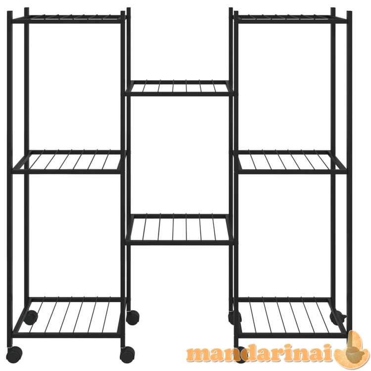 Gėlių stovas su ratukais, juodas, 83x25x83,5cm, geležis