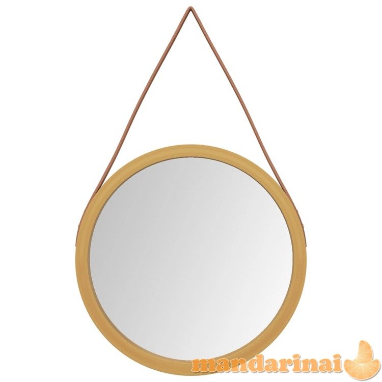 Sieninis veidrodis su dirželiu, auksinis, 45cm skersmens