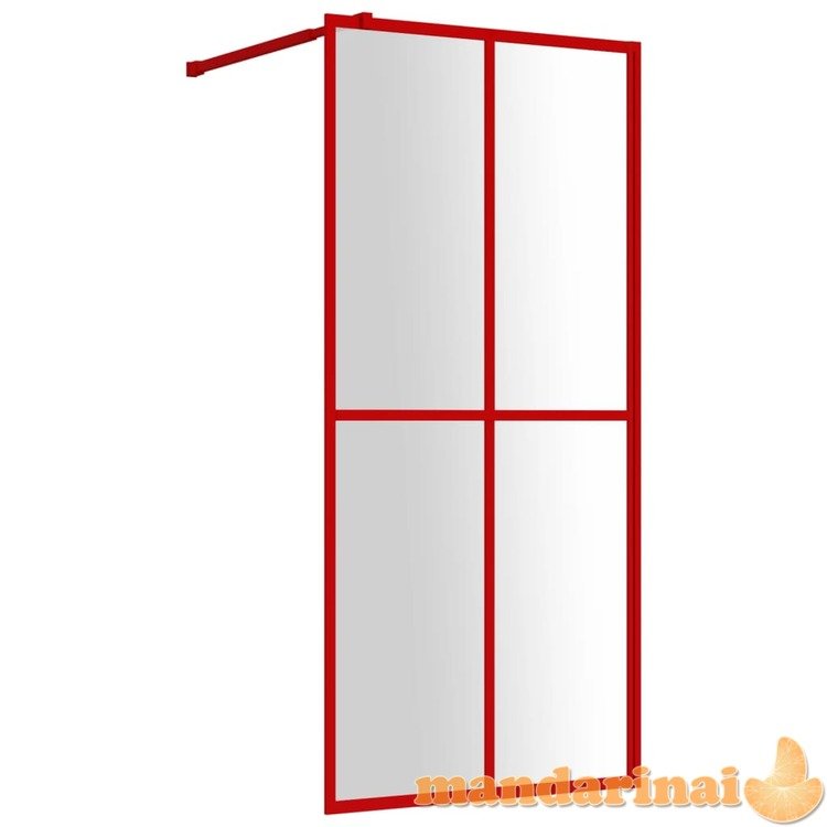 Dušo sienelė su skaidriu esg stiklu, raudonos spalvos, 90x195cm