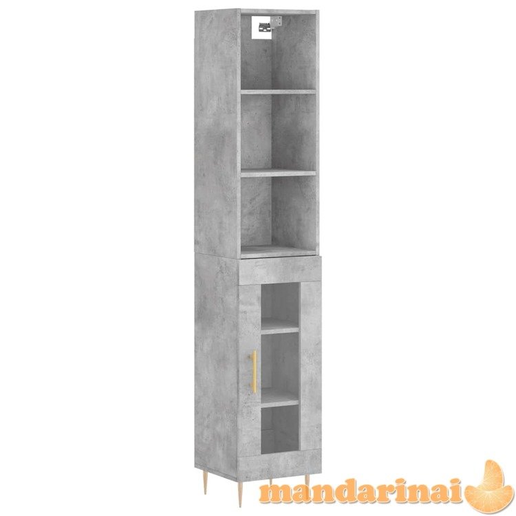 Komoda, betono pilkos spalvos, 34,5x34x180cm, apdirbta mediena