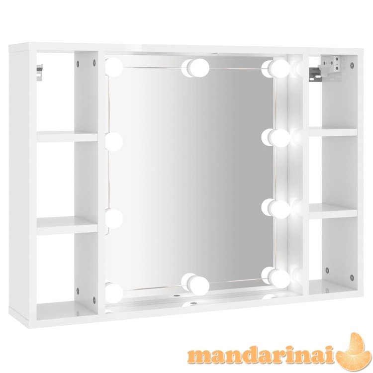 Veidrodinė spintelė su led, balta, 76x15x55cm, blizgi