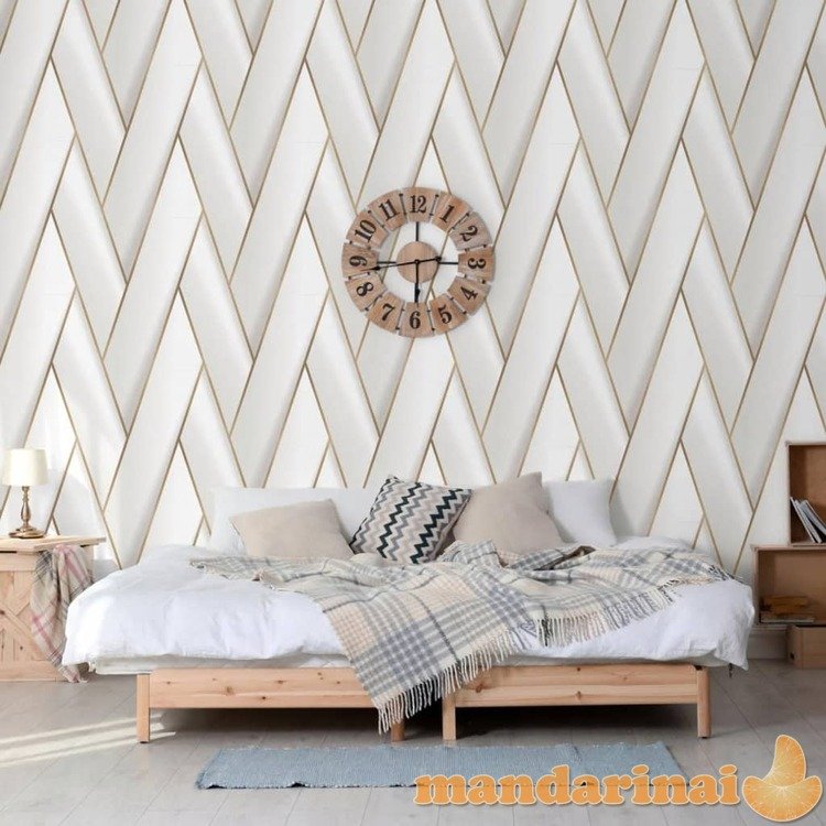 Dutch wallcoverings tapetai geometric, baltos ir auksinės spalvos