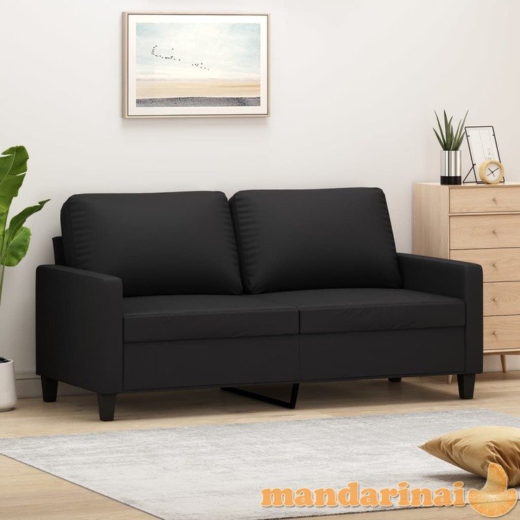 Dvivietė sofa, juodos spalvos, 140cm, dirbtinė oda