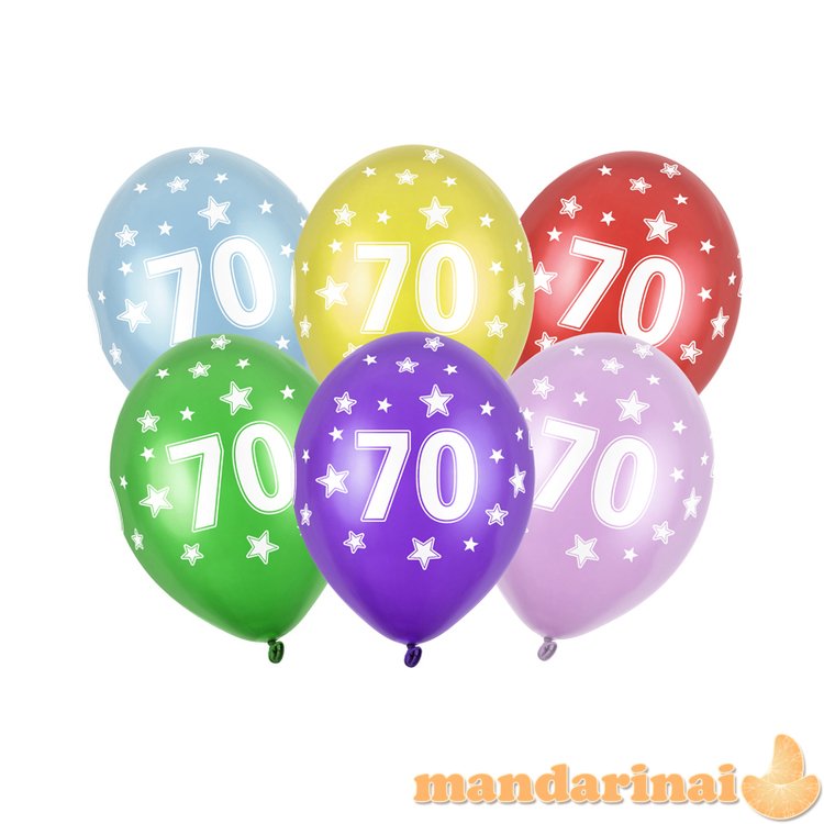 Balloons 30cm, 70th Birthday, Metallic Mix (1 pkt / 50 pc.)