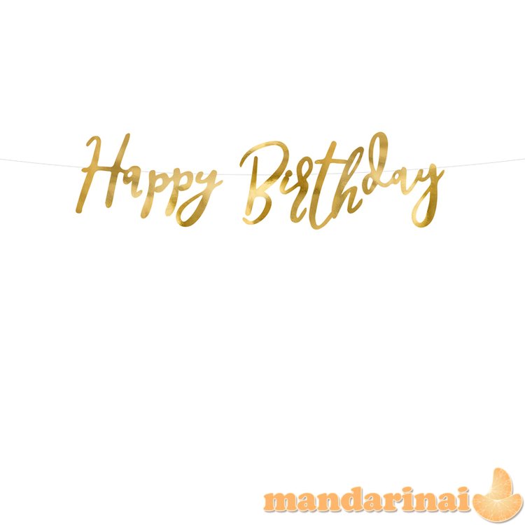 Banner Happy Birthday, gold, 16.5x62cm