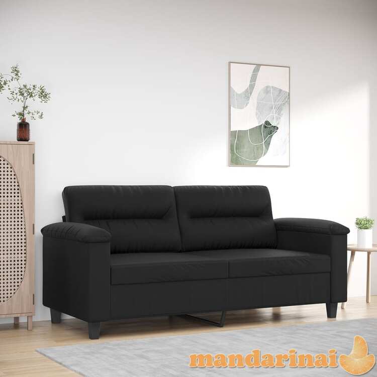 Dvivietė sofa, juodos spalvos, 140cm, dirbtinė oda