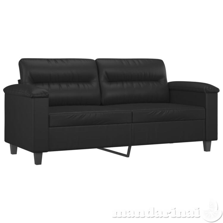 Dvivietė sofa, juodos spalvos, 140cm, dirbtinė oda