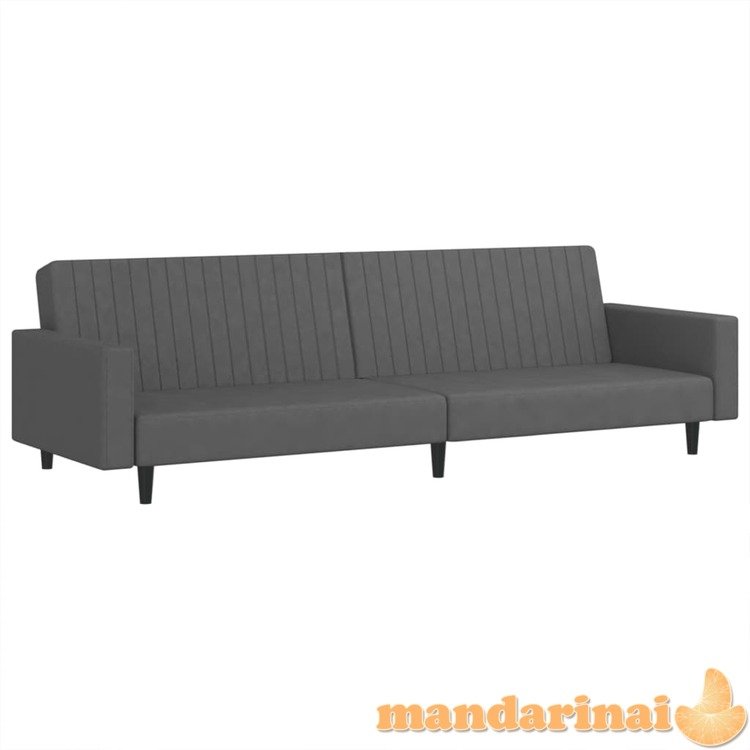 Dvivietė sofa-lova, tamsiai pilkos spalvos, aksomas