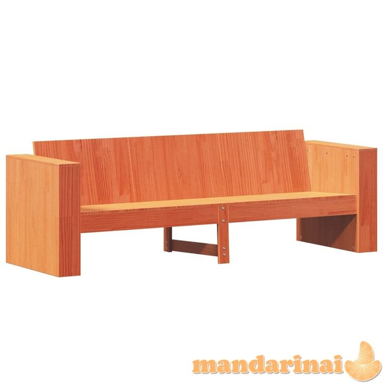 Trivietė sodo sofa, vaško ruda, 189x60x62cm, pušies masyvas