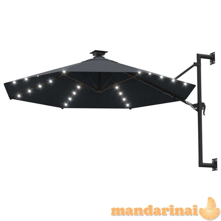 Prie sienos montuojamas skėtis su led/stulpu, antracito, 300cm