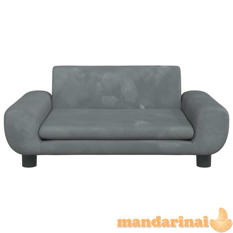 Vaikiška sofa, tamsiai pilkos spalvos, 70x45x33cm, aksomas