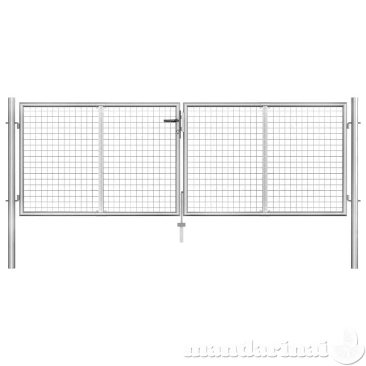 Sodo vartai, sidabrinės sp., 306x125cm, galvanizuotas plienas