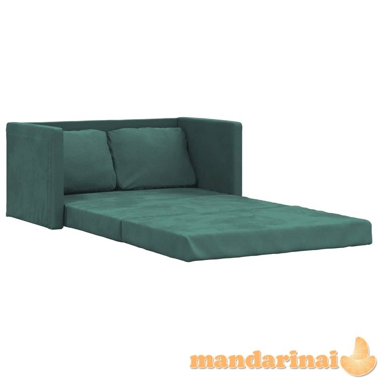 Grindų sofa-lova, 2-1, tamsiai žalia, 122x204x55cm, aksomas