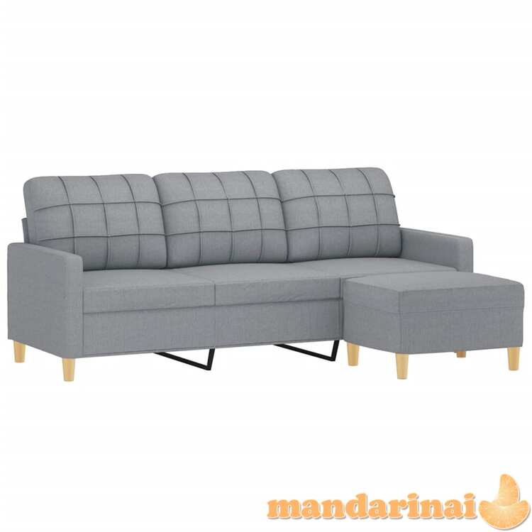 Trivietė sofa su pakoja, šviesiai pilka, 180cm, audinys