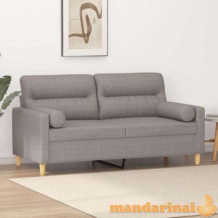 Dvivietė sofa su pagalvėlėmis, taupe spalvos, 140cm, audinys