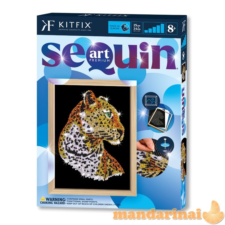 KITFIX DIY „Sequin Art“ mėlynasis rinkinys „Leopardas“