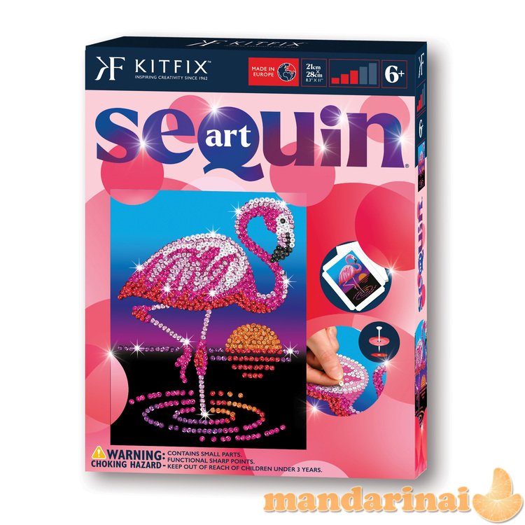 KITFIX DIY „Sequin Art“ raudonasis rinkinys „Flamingas Frenkis“