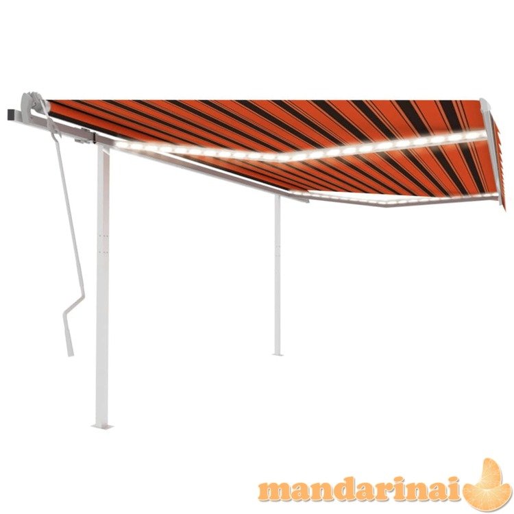 Rankiniu būdu ištraukiama markizė su led, oranžinė/ruda, 4x3m