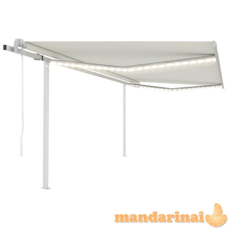 Automatinė markizė su led/vėjo jutikliu, kreminė, 4x3,5m