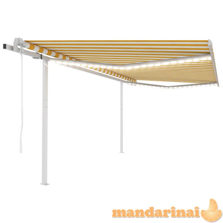 Automatinė markizė su led/vėjo jutikliu, geltona/balta, 4,5x3m