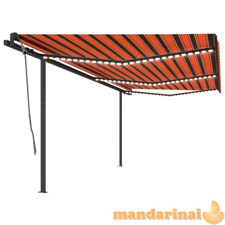 Automatinė markizė su led/vėjo jutikliu, oranžinė/ruda, 6x3m