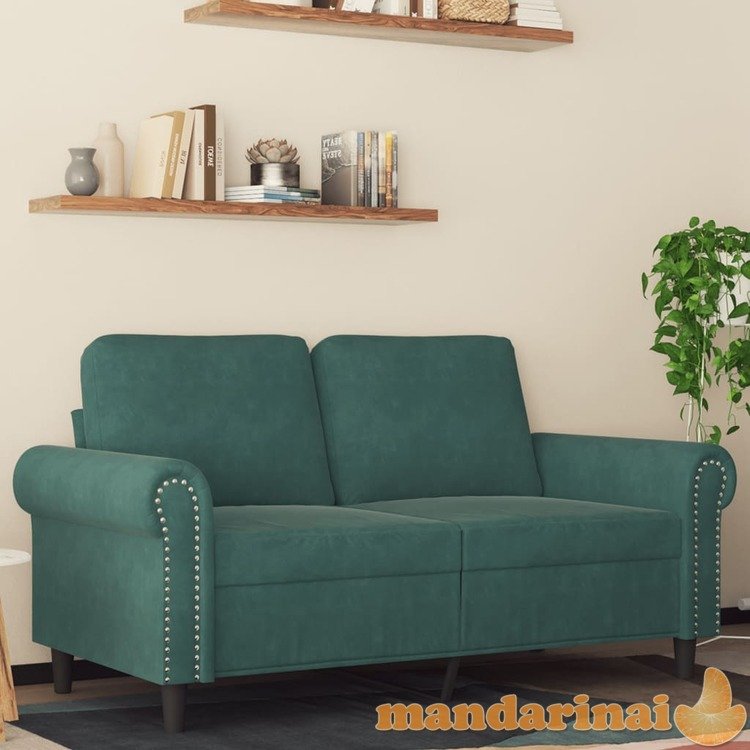 Dvivietė sofa, tamsiai žalios spalvos, 120cm, aksomas