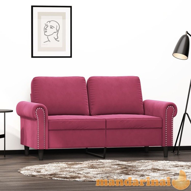 Dvivietė sofa, raudonojo vyno spalvos, 120cm, aksomas