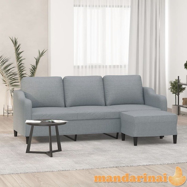 Trivietė sofa su pakoja, šviesiai pilka, 180cm, audinys