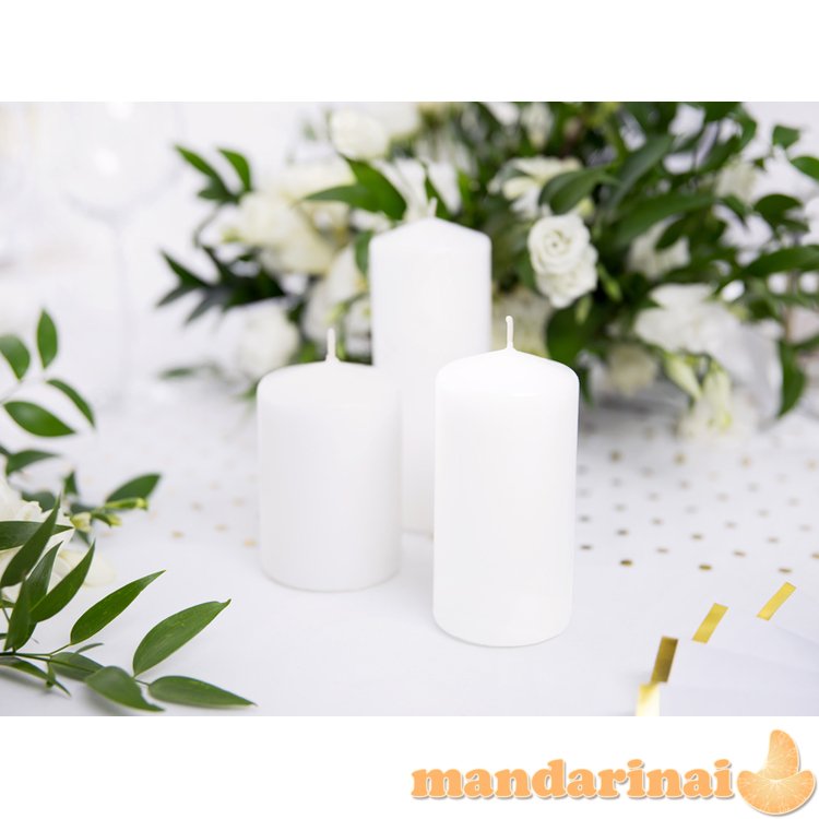 Pillar Candle, matt, white, 15 x 6cm (1 pkt / 6 pc.)