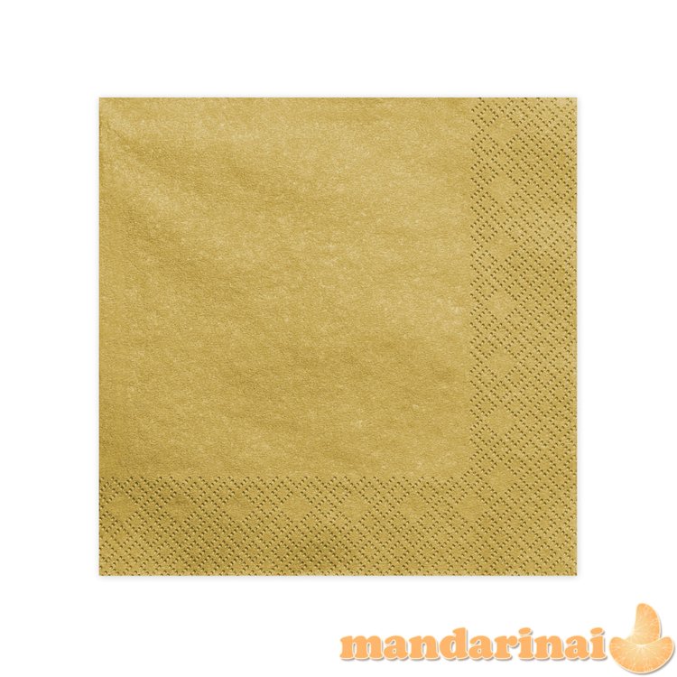 Napkins, 3 layers, gold metallic, 40x40cm (1 pkt / 20 pc.)