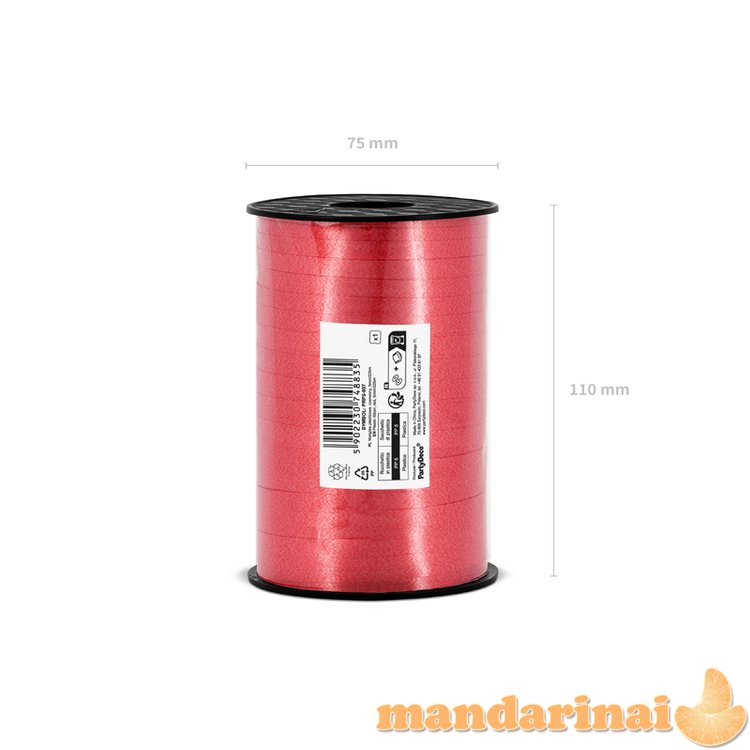 Plastic ribbon, red, 5mm/225m