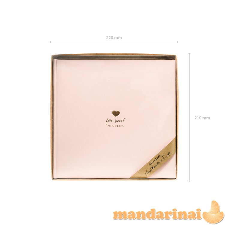 Guest Book For sweet memories, 20.5x20.5cm, powder pink, 22 pages