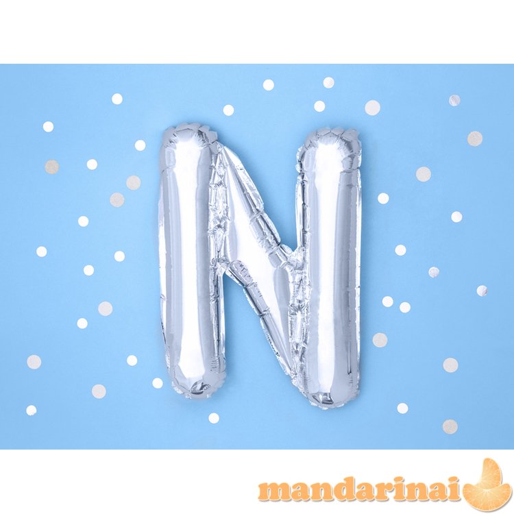 Foil Balloon Letter N , 35cm, silver