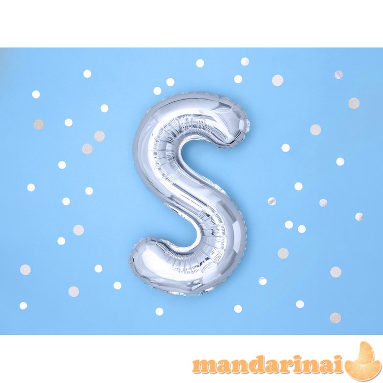 Foil Balloon Letter S , 35cm, silver