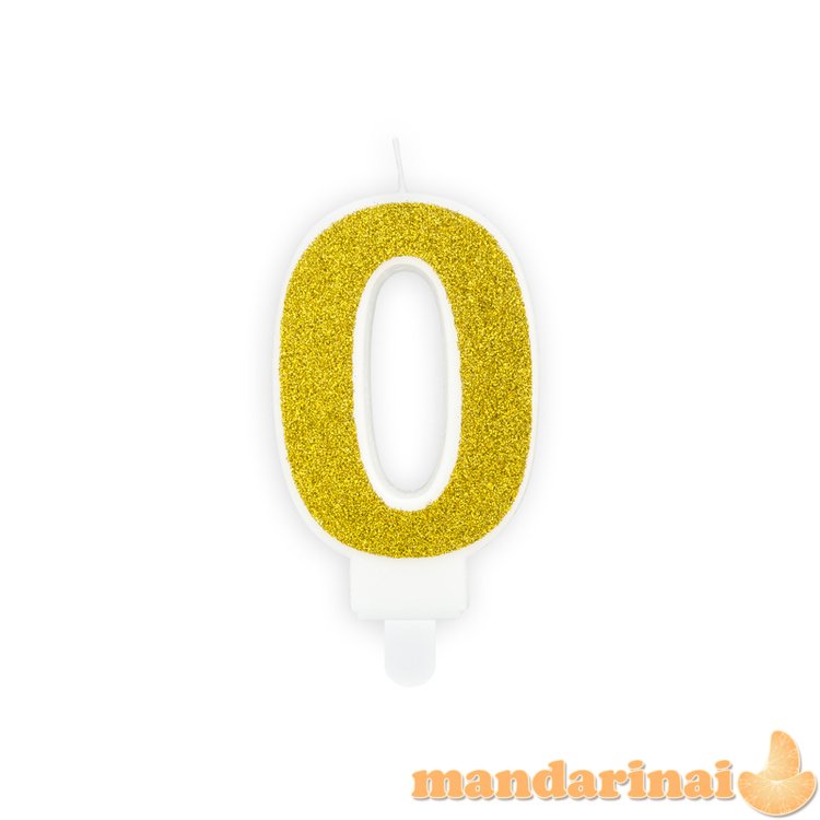 Birthday candle Number 0, gold, 7cm