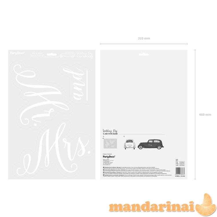 Wedding day car sticker - Mr. and Mrs.