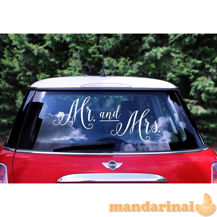 Wedding day car sticker - Mr. and Mrs.