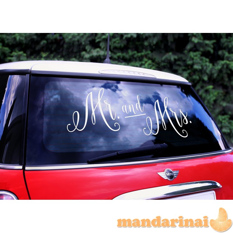 Wedding day car sticker - Mr. and Mrs.