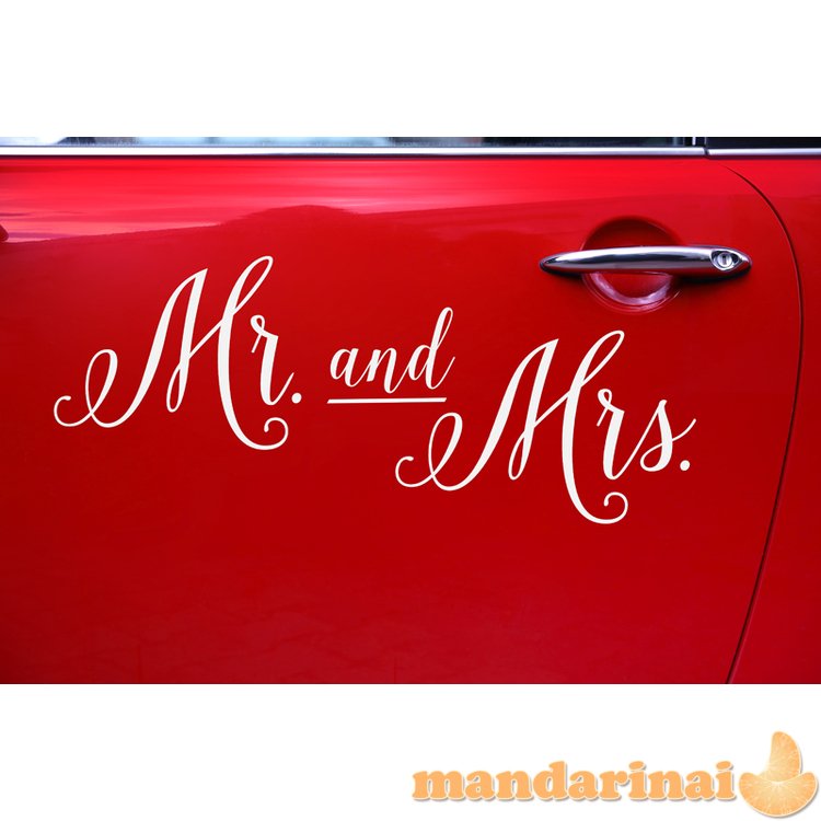 Wedding day car sticker - Mr. and Mrs.