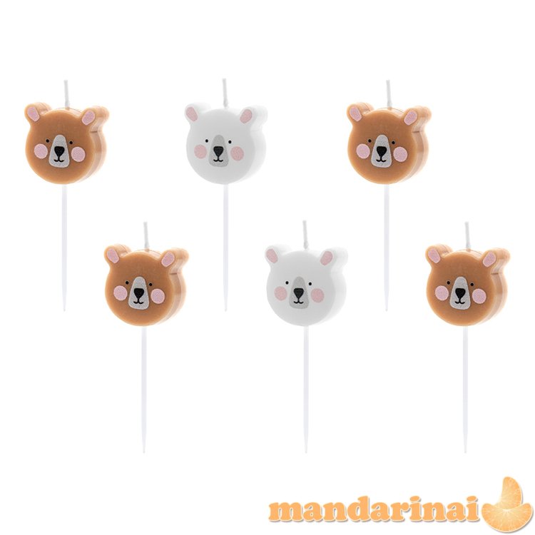 Birthday candles Bear, mix, 3cm (1 pkt / 6 pc.)