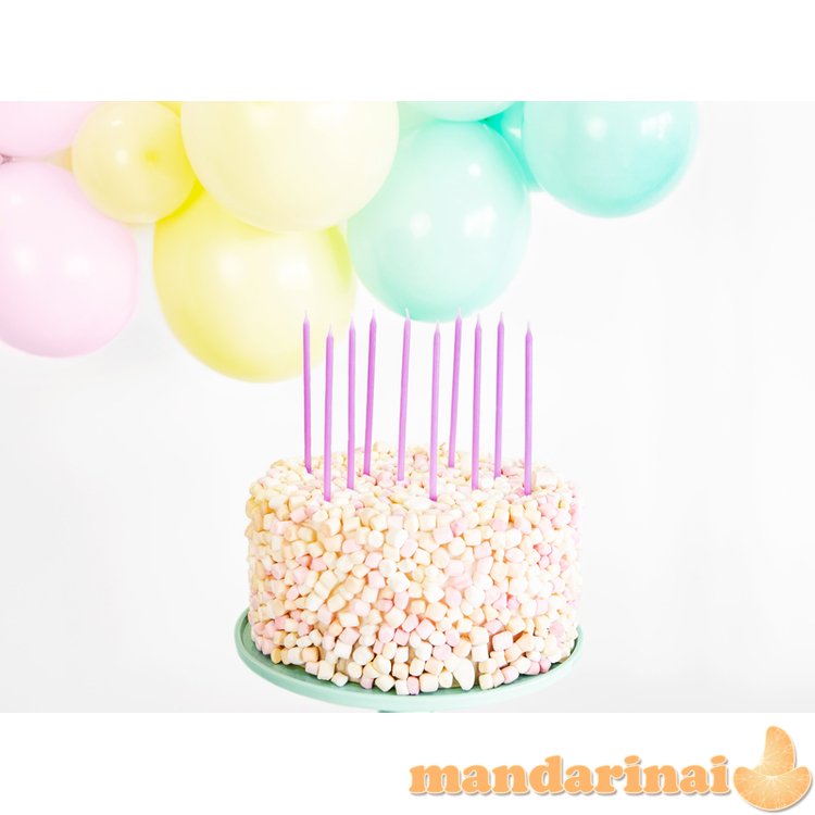 Plain birthday candles, light lilac, 14cm (1 pkt / 12 pc.)