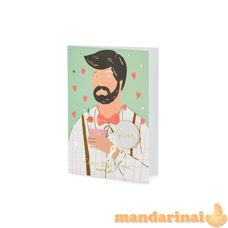 Card with enamel pin Groom, 10.5x15 cm