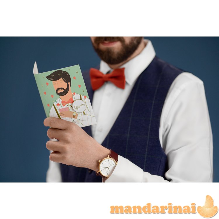 Card with enamel pin Groom, 10.5x15 cm