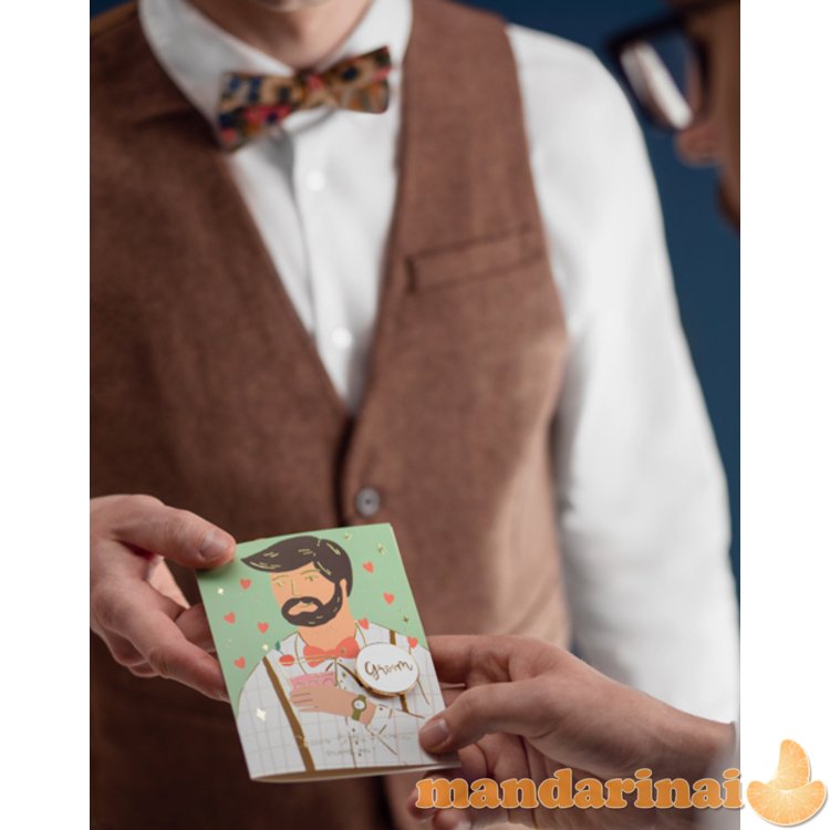 Card with enamel pin Groom, 10.5x15 cm