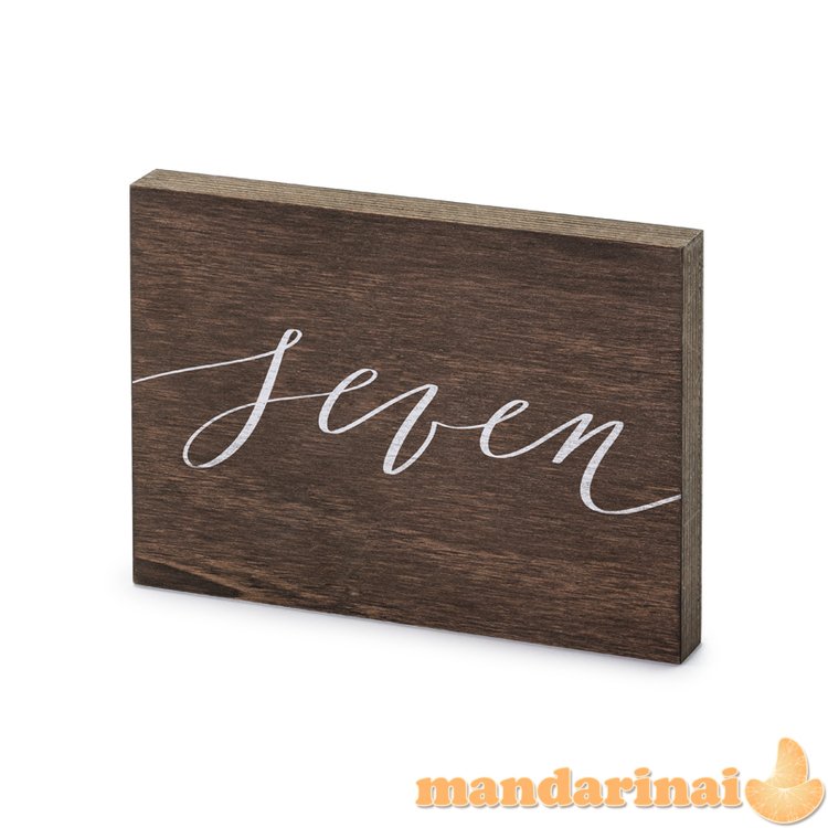 Wooden table number, Seven , 2x18x12.5 cm