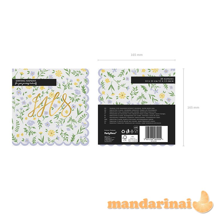 Napkins IHS, mix, 33x33 cm (1 pkt / 20 pc.)