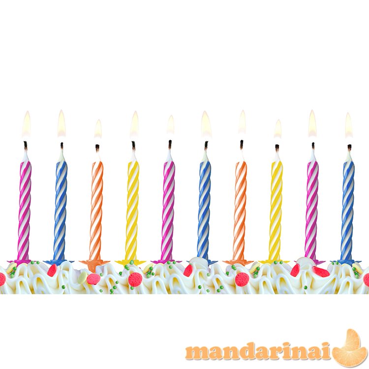 Birthday candles, mix, 6cm (1 pkt / 10 pc.)