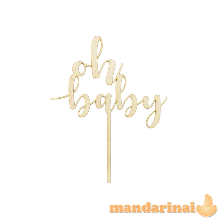 Wooden topper Oh baby, 17cm