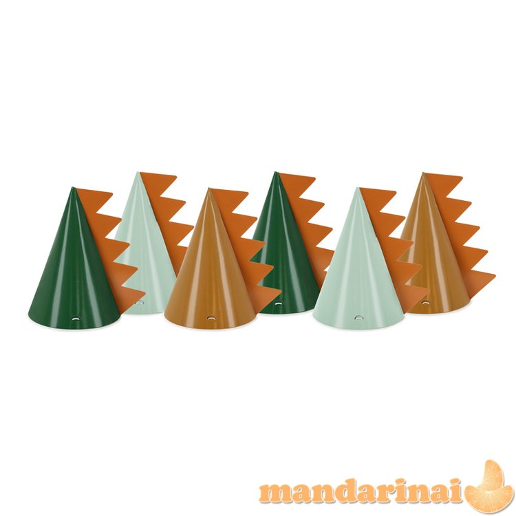 Party hats Dinosaurs, 14 cm, mix (1 pkt / 6 pc.)