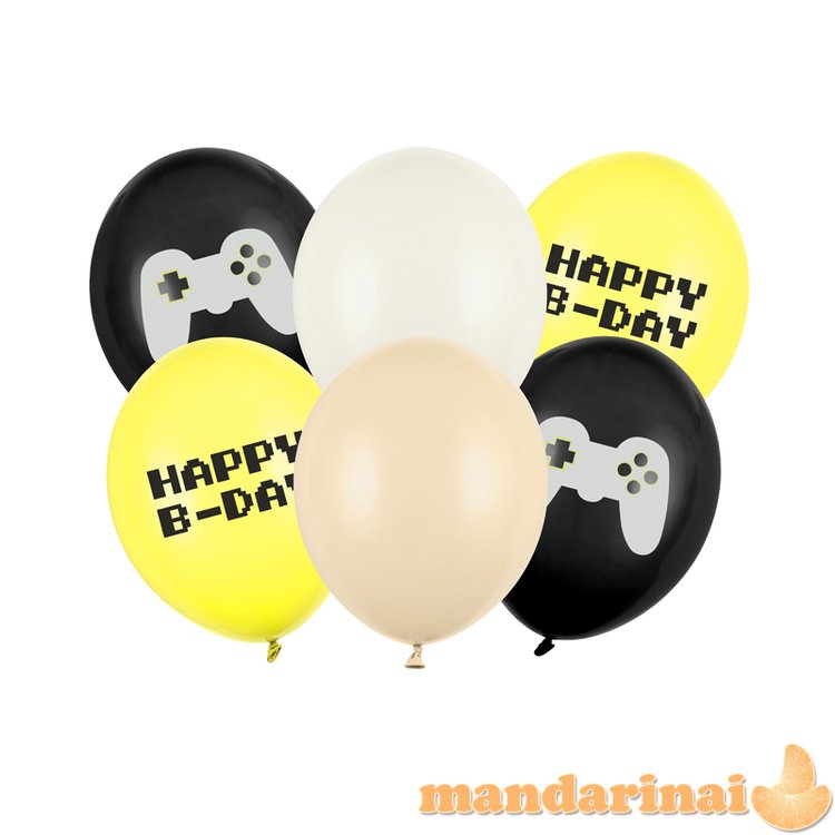 Balloons 30 cm, Happy B-day, mix (1 pkt / 6 pc.)